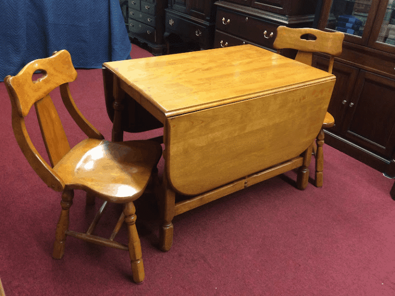 Best Price Vintage Drop Leaf Table and Chairs, Solid Maple Furniture