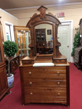 Antique Victorian Walnut Dresser with Mirror