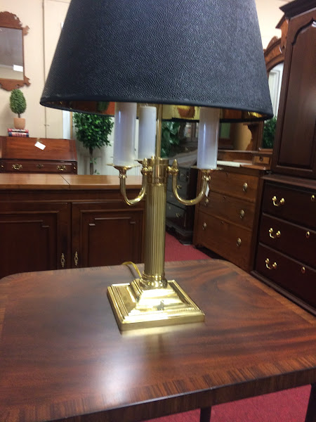 Brass Federal Style Lamp with Three Bulbs. This Beautiful Brass Lamp Has a Turn Button the Base.