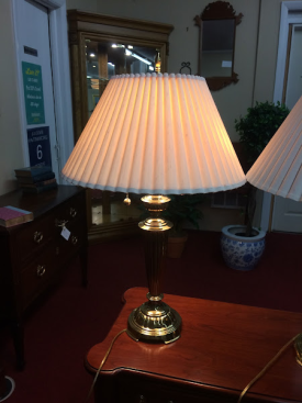 Pull Chain Brass Lamps with Pleated Shades