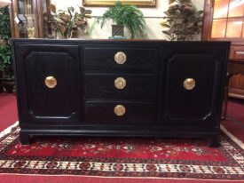 Vintage Davis Furniture Black Oriental Buffet