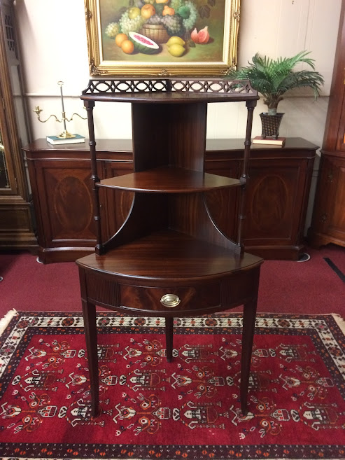 Vintage Mahogany Corner Shelf, Brandt Furniture