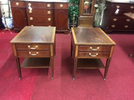 Vintage Mahogany Inlaid End Tables, The Pair