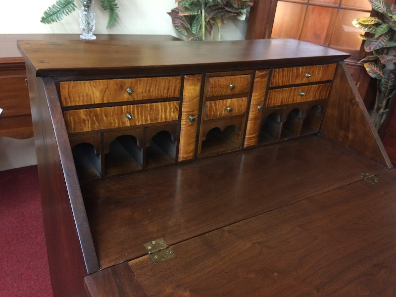 Antique Secretary Desk with Tiger Maple Interior