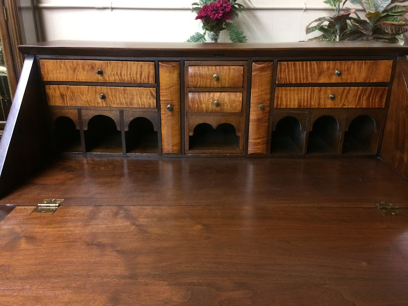 Antique Secretary Desk with Tiger Maple Interior