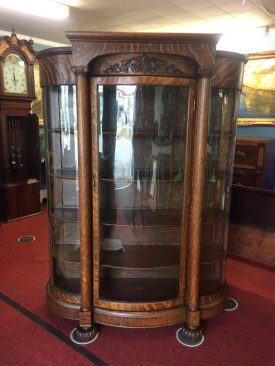 Antique Glass Bowfront China Cabinet