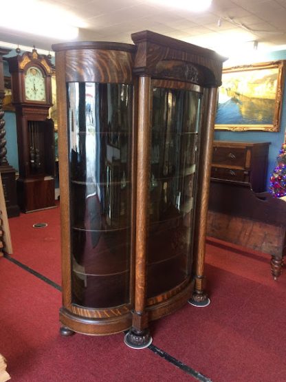 Antique China Cabinet, Glass Doors, Bowfront - Image 9