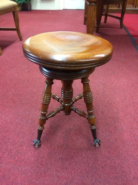 Antique Piano Stool with Glass Feet