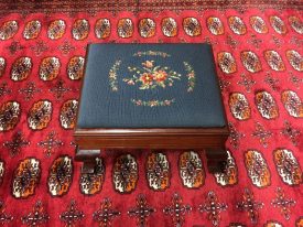 Antique Footstool, Needlepoint Footstool