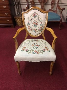 Embroidered Chair, Vintage Shield Back Chair