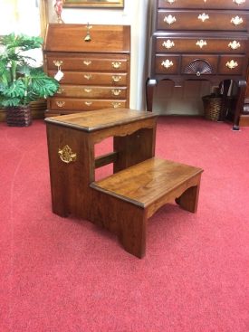 Cherry Bed Steps, Wood Step Stool (chippendale Hardware)