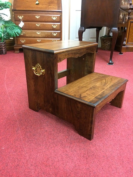 Cherry Bed Steps, Wood Step Stool (Chippendale Hardware)