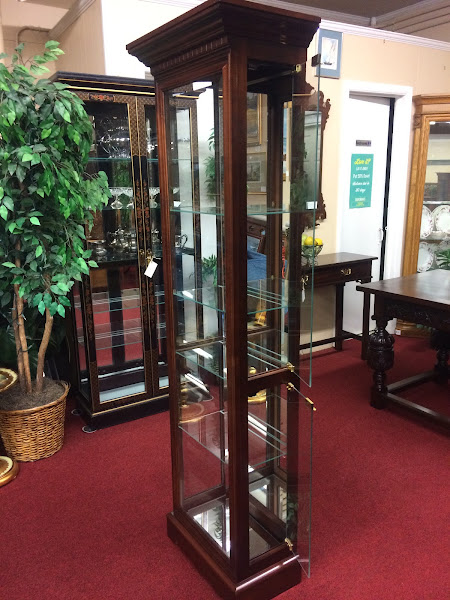 Vintage Curio Cabinet, Cherry Glass Showcase