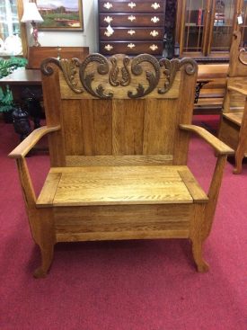 Antique Oak Hall Bench