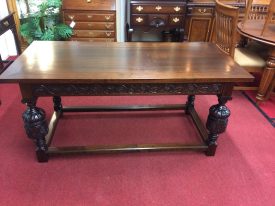 Antique Library Table, Carved Table