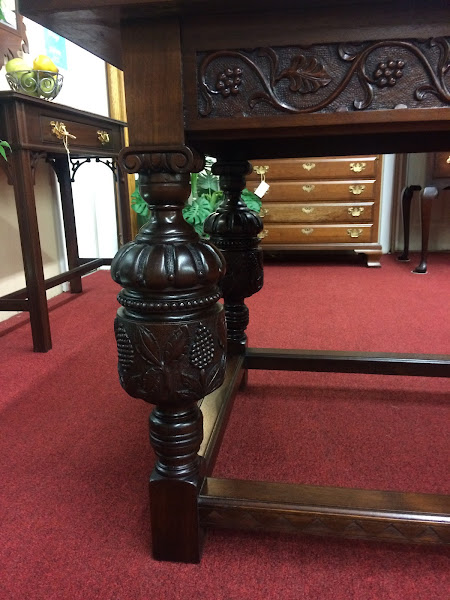 Antique Library Table, Carved Table