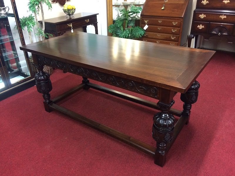 Antique Library Table, Carved Table