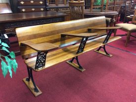 Antique School Bench, Long Cast Iron Bench with Desks