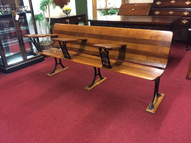 Best Price Antique School Bench, Long Cast Iron Bench with Desks For Sale