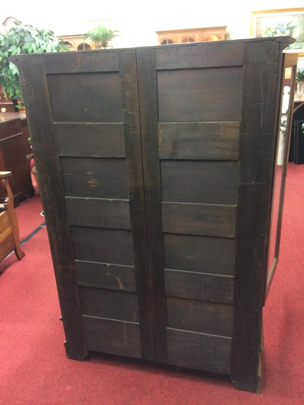 Antique Bookcase, Oak Bookcase with Glass Doors