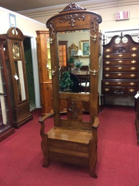 Antique Hall Tree, Oak Victorian Coat Rack