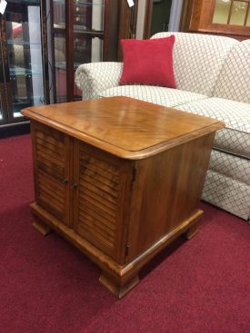 Vintage End Table, Record Cabinet, Ethan Allen Furniture