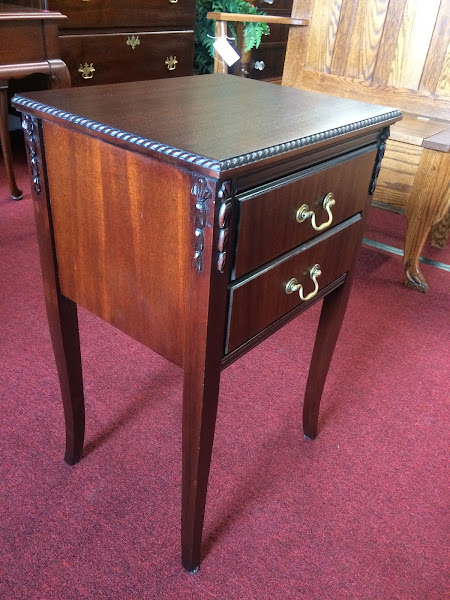 Vintage End Table, Two Drawer Table
