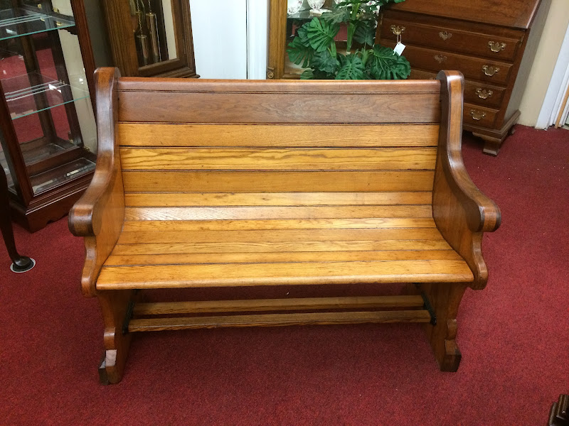 Antique Church Pew, Cast Iron Supports