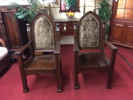 Antique Gothic Chairs, Oak Furniture, the Pair