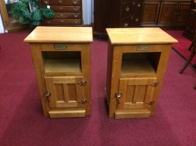 Vintage Oak Nightstands, Icebox Style, The Pair