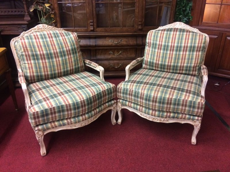 Vintage Country French Bergère Chairs, The Pair