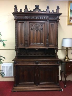 Antique Cabinet, Gothic Furniture, Walnut