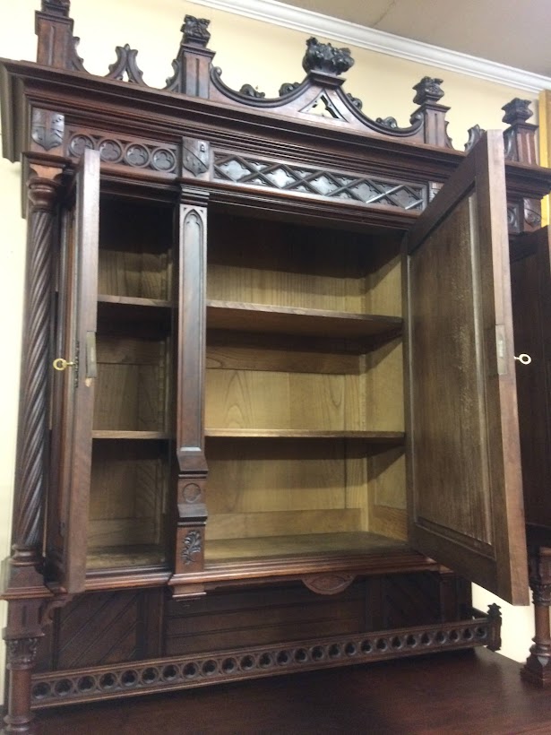 Antique Cabinet, Gothic Furniture, Walnut