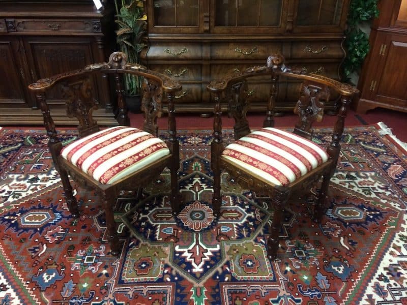 Vintage Corner Chairs, Victorian Style Furniture, The Pair