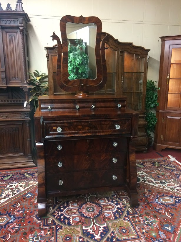 Antique Dresser with Mirror, Empire Furniture