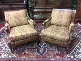 Vintage Bergere Chairs, Ethan Allen Furniture, the Pair