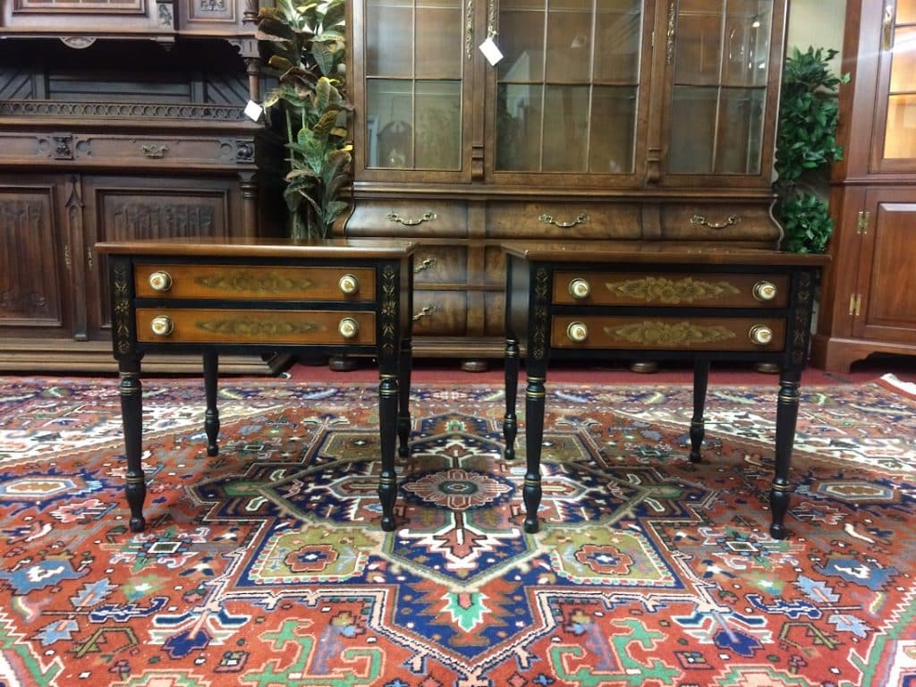 Best Price Vintage End Tables, Hitchcock Furniture, The Pair For Sale