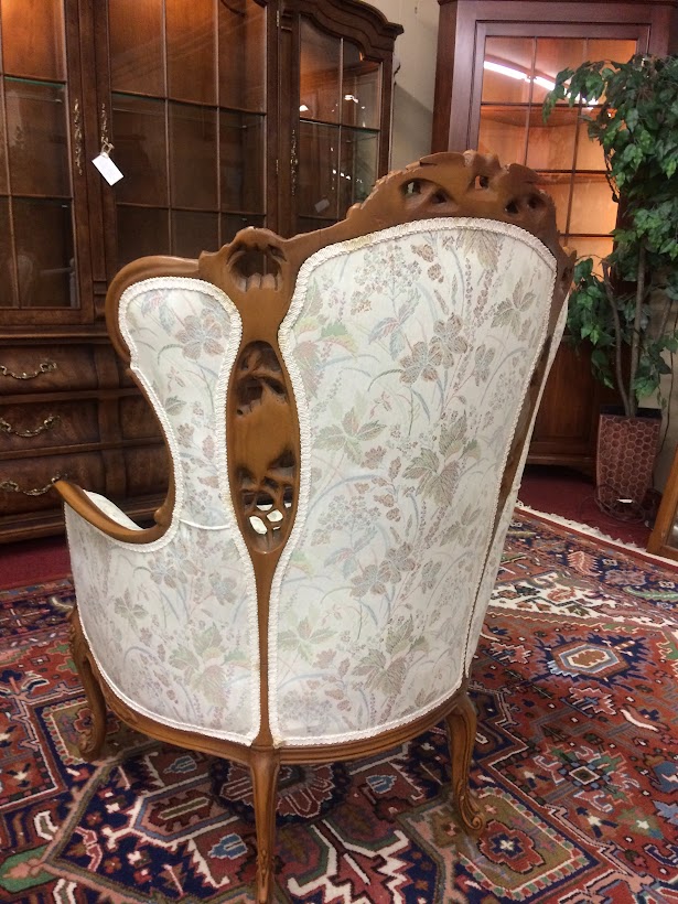 Antique Carved Wing Chair, French Style Accent Chair