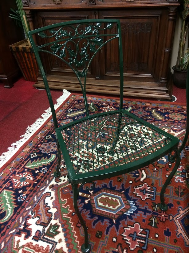 Vintage Wrought Iron Patio Set, Green Patio Furniture