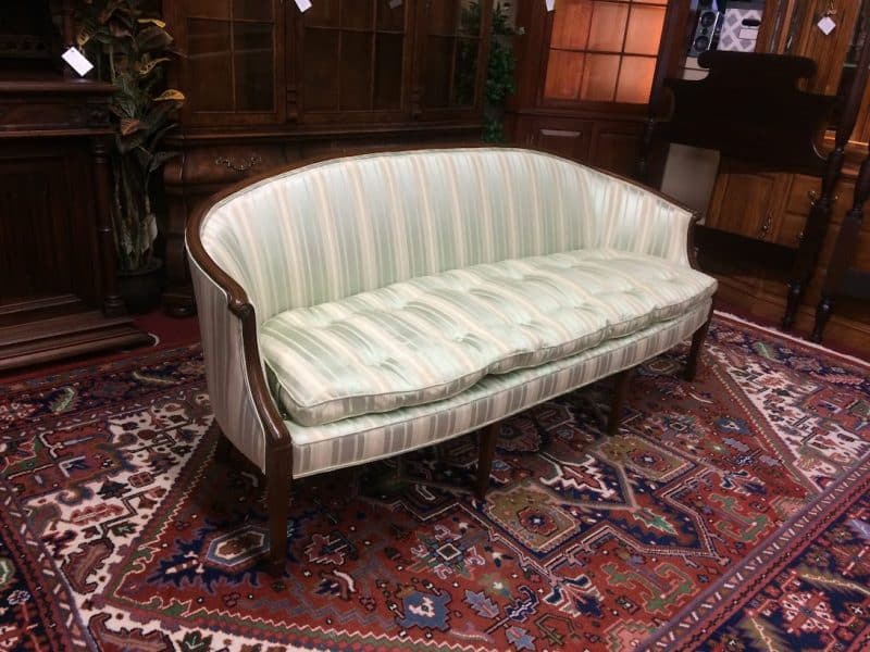 Vintage Sofa, Sheraton Style Sofa, Mint Striped Sofa