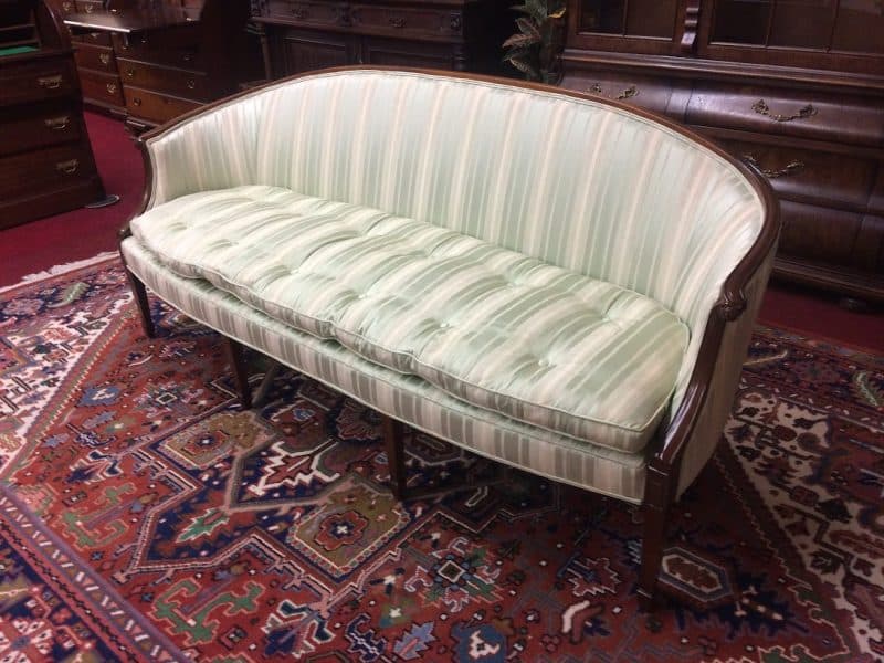 Vintage Sofa, Sheraton Style Sofa, Mint Striped Sofa