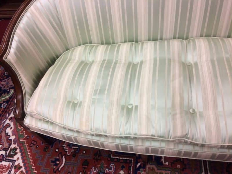 Vintage Sofa, Sheraton Style Sofa, Mint Striped Sofa