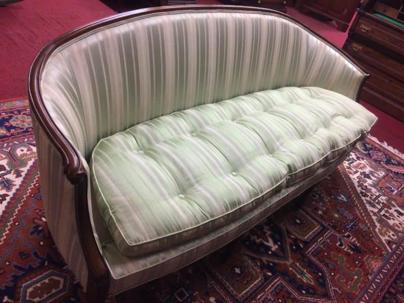 Vintage Sofa, Sheraton Style Sofa, Mint Striped Sofa