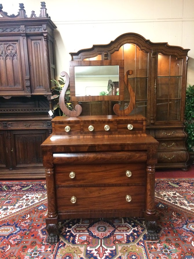 Antique Empire Dresser, Empire Chest with Mirror