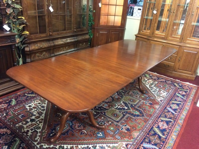 Vintage Dining Table, Double Pedestal Table, Henkel Harris Furniture