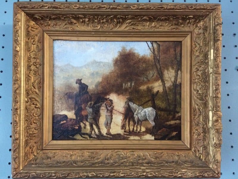 Antique Oil Painting, Oil on Board, Framed Artwork