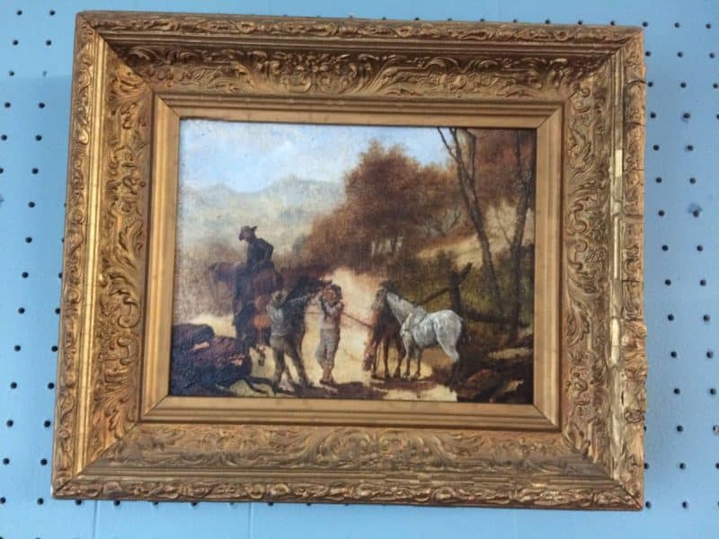 Antique Oil Painting, Oil on Board, Framed Artwork
