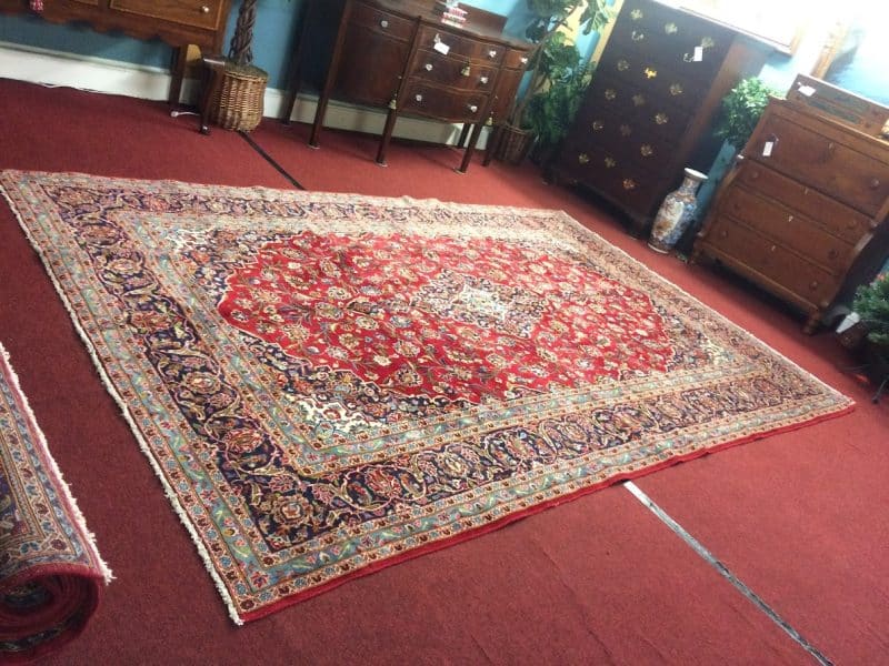 Vintage Oriental Rug, Kashan Persian Rug, 8 ft by 12 ft