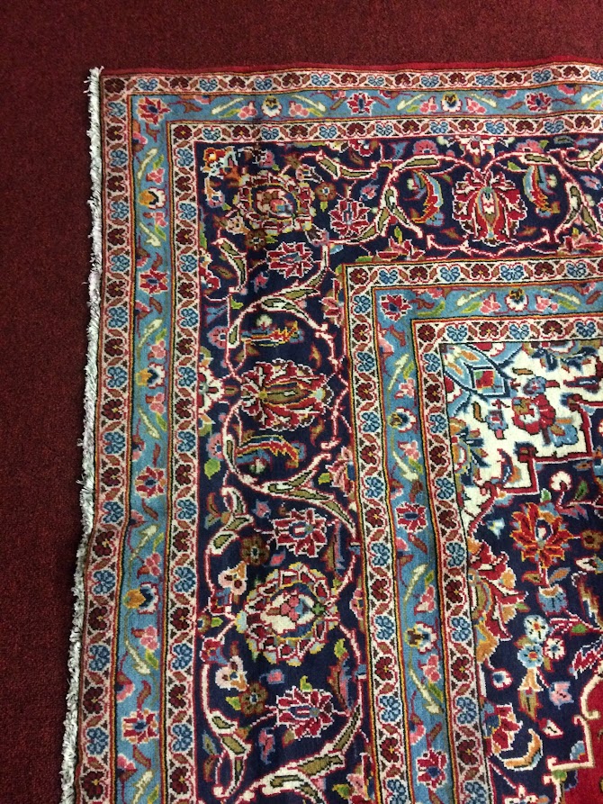 Vintage Oriental Rug, Kashan Persian Rug, 8 ft by 12 ft