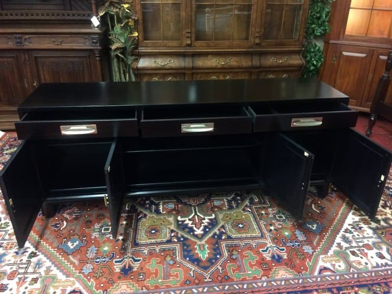 Best Price Vintage Mid Century Modern Black Buffet, Willett Furniture